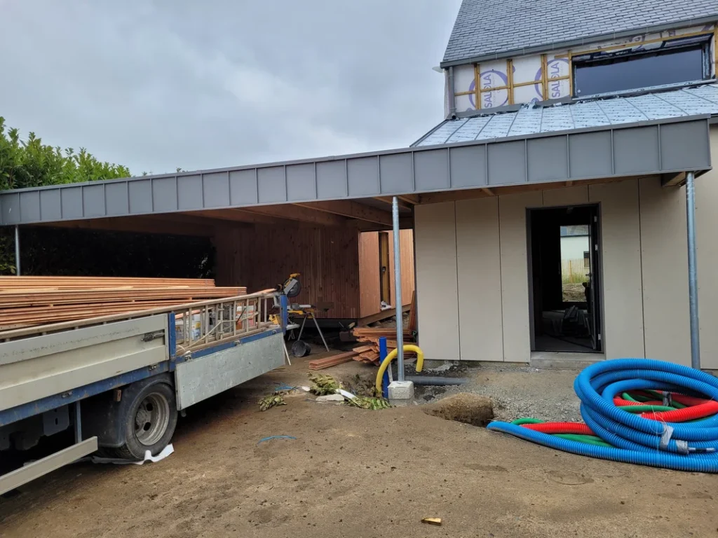 Réalisation couverture, Maison Bois Féliot, Constructeur ossature bois à rennes