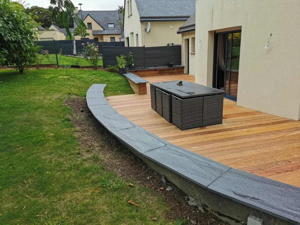 Réalisation terrasse, Maison Bois Féliot, Constructeur ossature bois à rennes